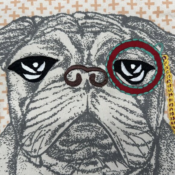 Throw Pillow Cover Dog Pillowcase Decorative Yellow Monocle Bulldog Pug Kitschy - Picture 6 of 12